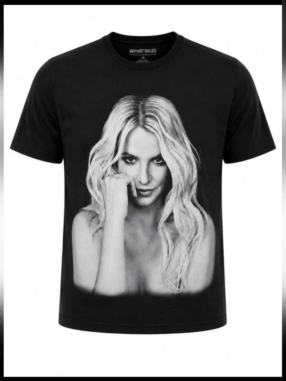 Britney Spears Collection Graphic T-Shirt XL Black Neon Heart Portrait Pop Star